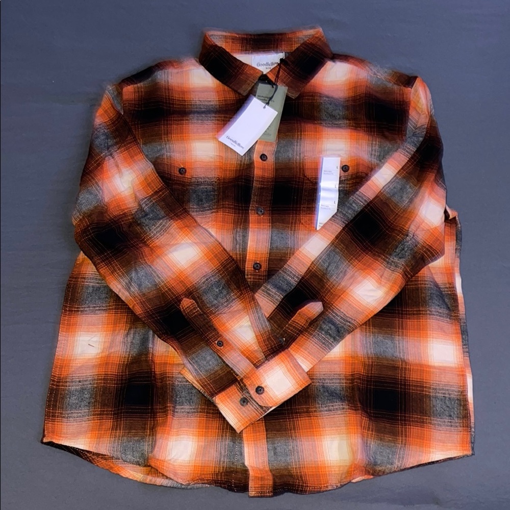 Men's Orange Plaid Shirt